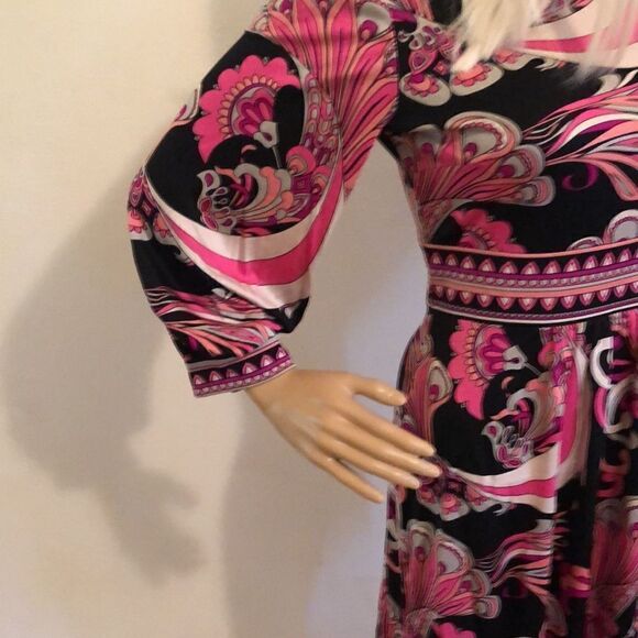 Vintage Tibi Swirl Shades of Pink 100% Silk Long Puff Sleeve Mini  Dress Size XS - Picture 7 of 8